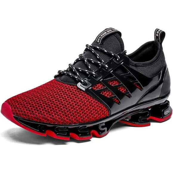 Men's Black Red Sneakers Sport Running Athletic Tennis Walking Shoes - Picture 6 of 6